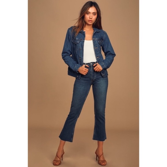 BOYISH The Darcy High Rise Crop Flare Leg Jeans The Searchers Dark Wash Sz 25